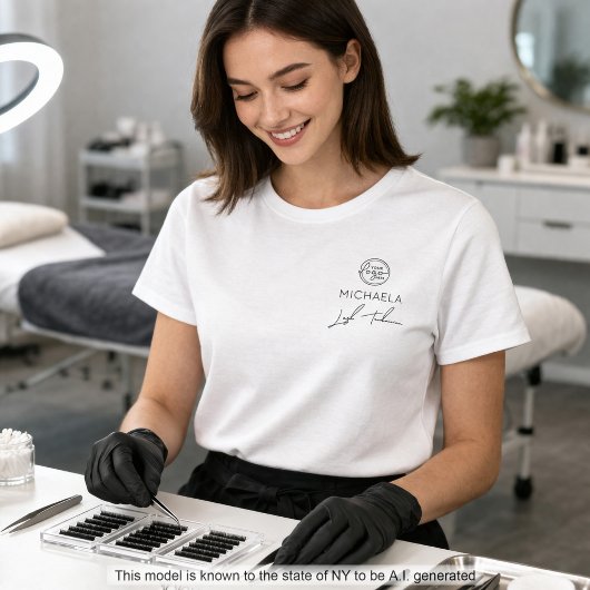 T-shirt Nom d'employé de script noir Logo de l'entreprise