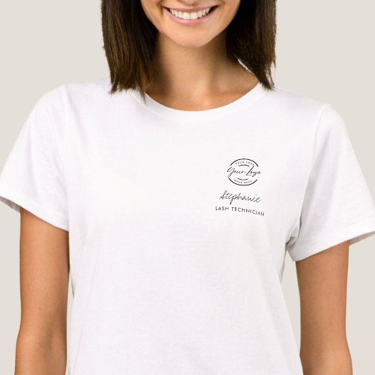T-shirt Nom d'employé de script noir Logo de l'entreprise