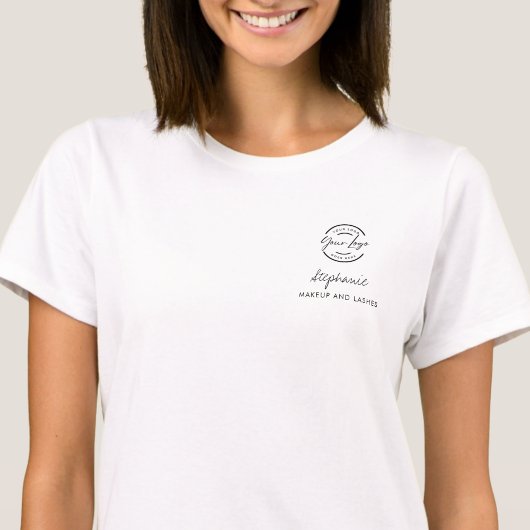 T-shirt Nom d'employé de script noir Logo de l'entreprise 