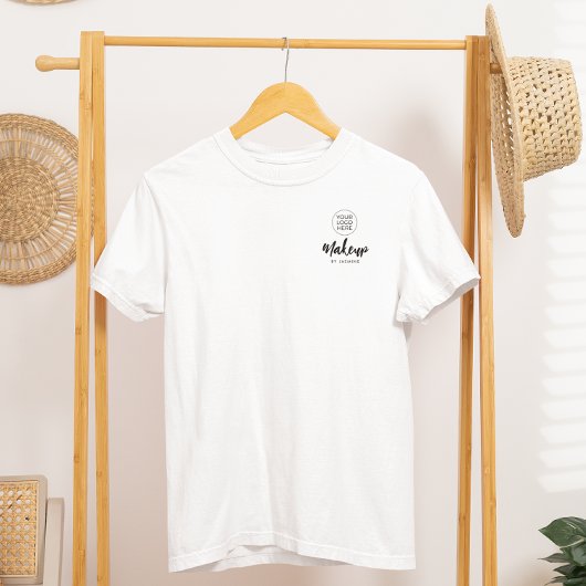 T-shirt Nom d'employé de script noir Logo de l'entreprise