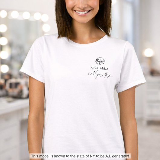 T-shirt Nom d'employé de script noir Logo de maquillage d'