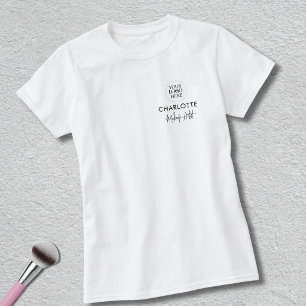 T-shirt Nom d'employé de script noir Logo de maquillage d'