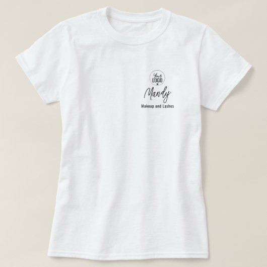 T-shirt Nom d'employé de script noir Logo de maquillage d' (Design devant)