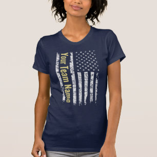 T-shirt Nom d'équipe de drapeau américain personnalisé Mam
