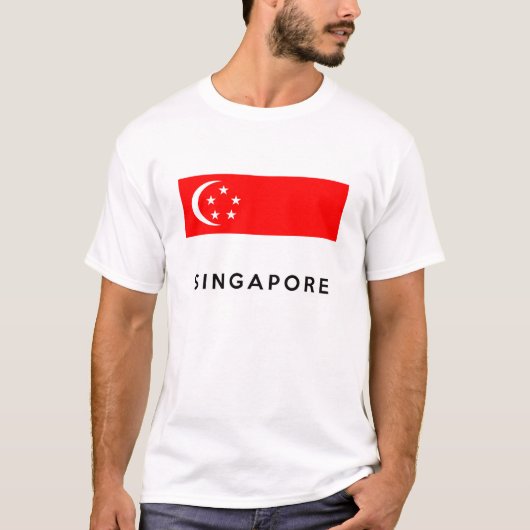 T-shirt nom des textes de pays de drapeau de Singapour (Devant)
