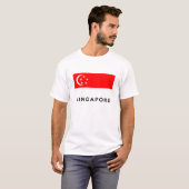 T-shirt nom des textes de pays de drapeau de Singapour (Devant entier)