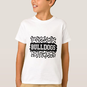 T-shirt Nom d'esprit scolaire Leopard Bulldogs Équipe de f