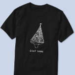 T-shirt Nom du bateau à voile Nautique<br><div class="desc">Ajoutez votre nom de bateau (ou le nom d'une personne si vous préférez) à ce design moderne de voilier bleu et blanc. Parfait pour un bateau,  un lac ou une maison de plage ou pour tous ceux qui aiment la voile.</div>