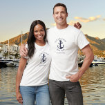 T-shirt Nom du bateau d'Ancre nautique du capitaine person<br><div class="desc">Un design nautique avec une ancre,  personnalisée avec le nom du capitaine,  le nom du bateau et l'emplacement. Conçu par Thisisnotme©</div>