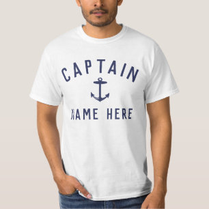 T-shirt Nom du capitaine de bateau Ancre marine Bleu de ma