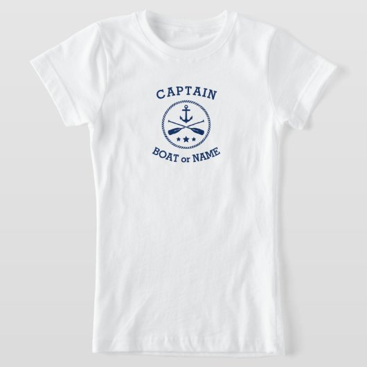 T-Shirt Nom du capitaine ou du bateau étoiles d'Ancre naut (Poser)