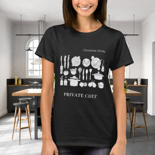 T-shirt Nom du chef privé script ustensiles de cuisine noi