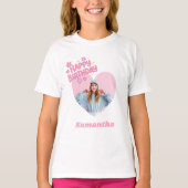 T-shirt Nom du coeur photo fille rose (Devant)