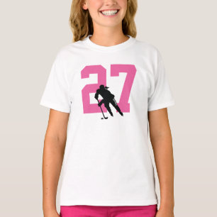 T-shirt Nom du joueur de hockey féminin personnalisé Numér