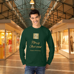 T-shirt Nom du logo de l'entreprise en or vert émeraude de
