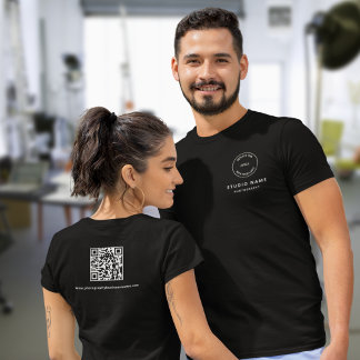 T-shirt Nom du logo Photographie Studio QR Code noir