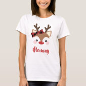 T-shirt Nom Du Rinder Mignonne Maman En Noël Rouge (Devant)
