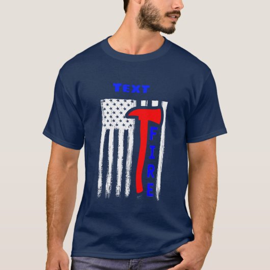 T-shirt Nom du service d'incendie du drapeau américain per (Devant)