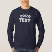 T-shirt Nom du texte du client Mens Long Sleeve Navy Blue (Devant)
