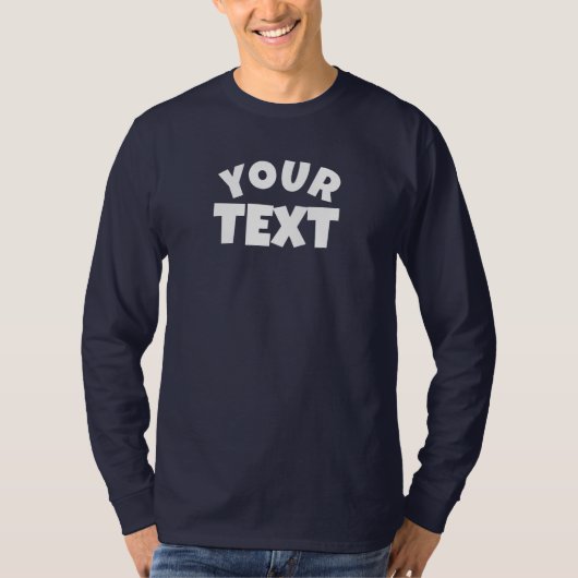 T-shirt Nom du texte du client Mens Long Sleeve Navy Blue (Devant)