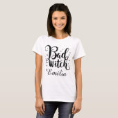 T-shirt Nom Elégant Mauvais Sorcière Halloween Calligraphi (Devant entier)