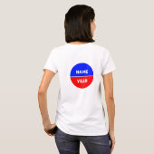 T-shirt Nom et année sur Cercle bleu et rouge (Dos entier)
