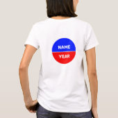 T-shirt Nom et année sur Cercle bleu et rouge (Dos)