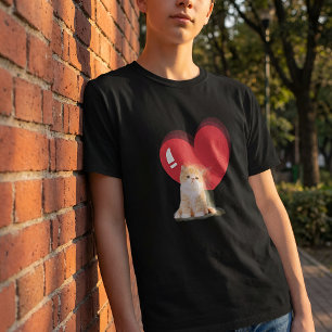 T-shirt Nom et photo de coeur simple moderne pour animal d