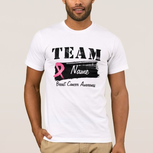 T-shirt Nom fait sur commande d'équipe - cancer du sein (Devant)