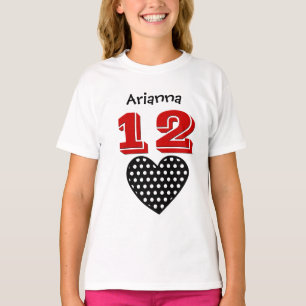 T-shirt Nom fait sur commande V04 de grand coeur de fille
