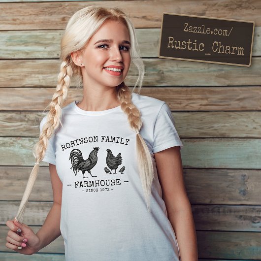 T-shirt Nom Famille Ferme Hen Chicks Rooster