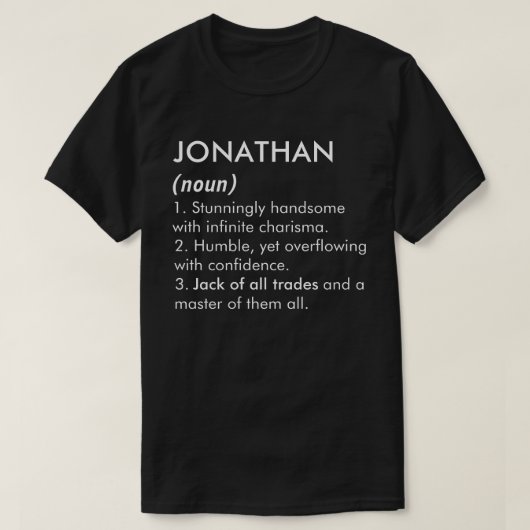 T-shirt Nom Jonathan, Nom modifiable, Nom personnalisé (Design devant)