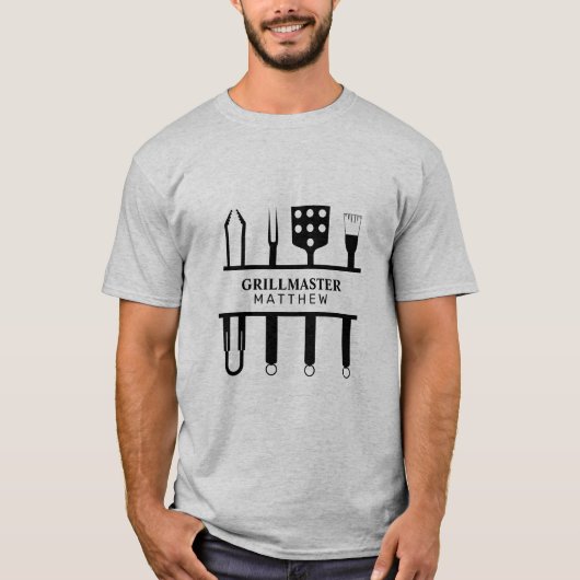 T-shirt Nom maître grill fête des pères classique noir (Devant)
