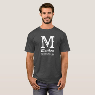 T-shirt Nom Masculine Monogramme Groomsman Mariage Grey