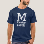 T-shirt Nom Masculine Monogramme Salle Mariage Marine Bleu (Devant)