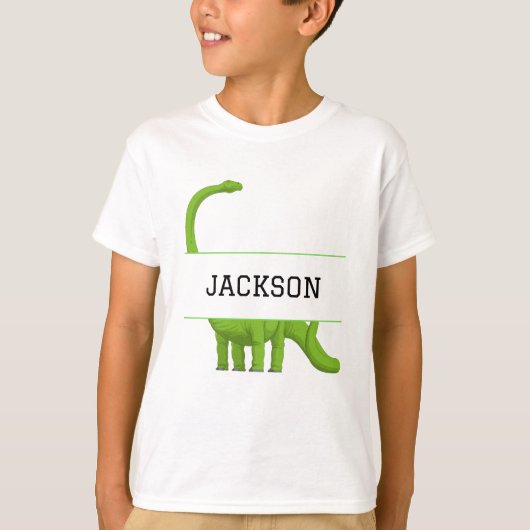 T-shirt Nom mignon Dinosaure Personnalisé Enfants Blanc (Devant)