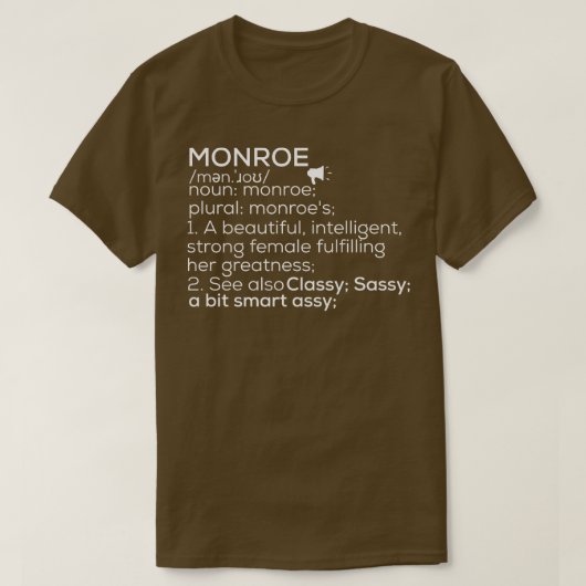 T-shirt Nom Monroe Définition Monroe Nom Femme M (Design devant)