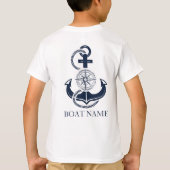 T-shirt Nom nautique du capitaine de bateau Ancre bleue (Dos)