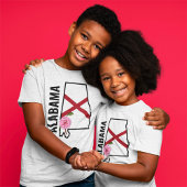 T-shirt Nom personnalisé Alabama Drapeau et Fleur d'État C