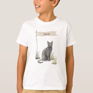 T-shirt Nom personnalisé Animal de chat russe bleu