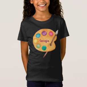 T-Shirt nom personnalisé Artiste palette d'art peindre enf