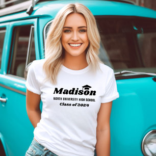 T-shirt Nom personnalisé Blanc Promotion 2023 Diplômé