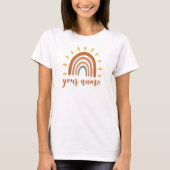 T-shirt Nom personnalisé Boho Earth Tone Rainbow Sun (Devant)