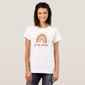 T-shirt Nom personnalisé Boho Earth Tone Rainbow Sun (Devant entier)