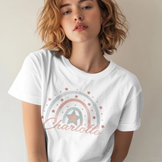 T-shirt Nom personnalisé Boho Rainbow
