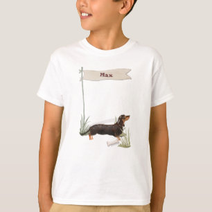 T-shirt Nom personnalisé Chien de compagnie noir et tan Da