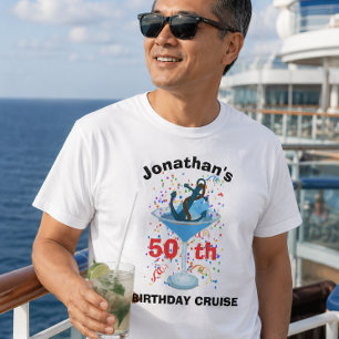 T-shirt Nom personnalisé Croisière d'anniversaire Cocktail