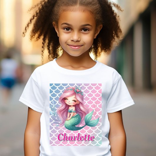 T-shirt Nom personnalisé du motif Mermaid