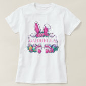 T-shirt Nom Personnalisé Easter Tee; Joli Lapin & Oeufs (Design devant)