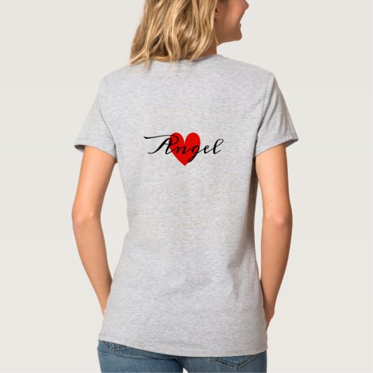 T-shirt Nom personnalisé et minuscule coeur rouge mignon (Dos)